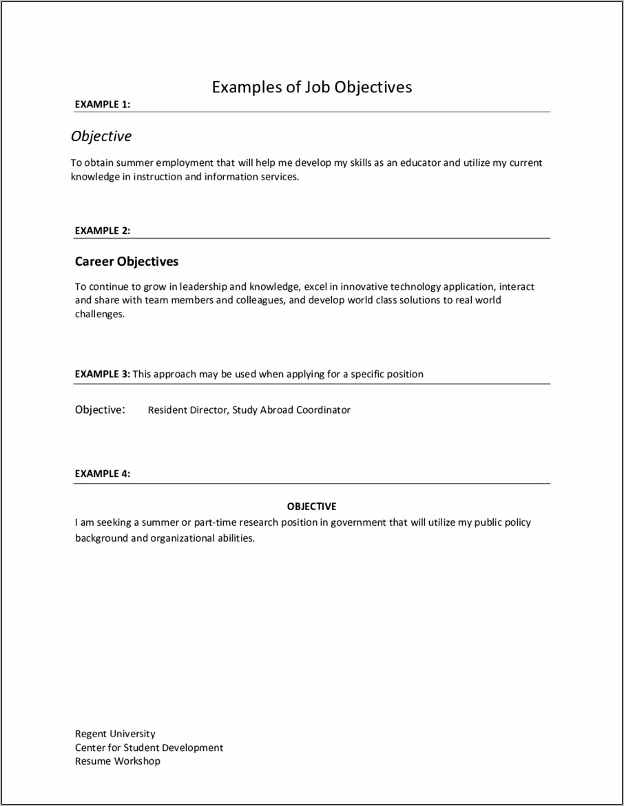 Resume Objective Statements Examples Marketing