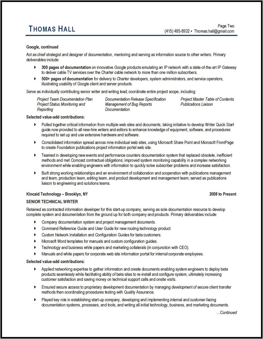 Resume Objective Technical Writer Example