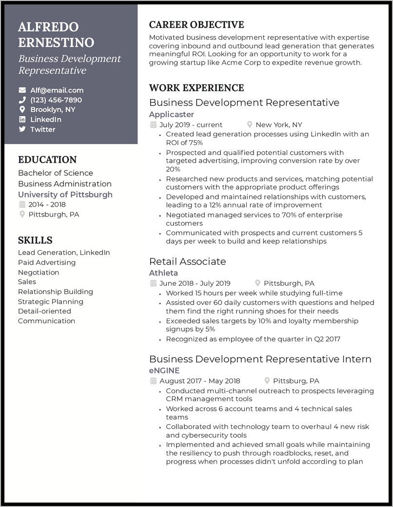 Resume Objective Training And Development