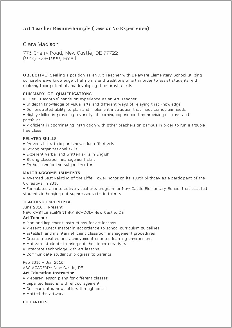 Resume Objectives For Hands On