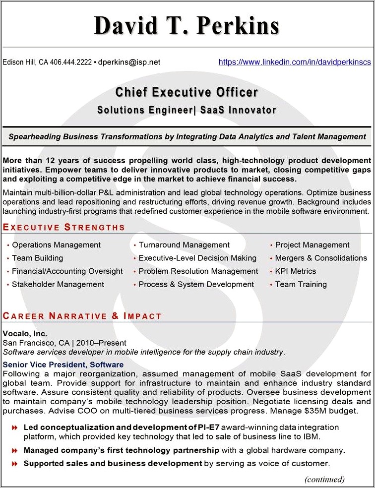 Resume Of Turnaround Project Manager