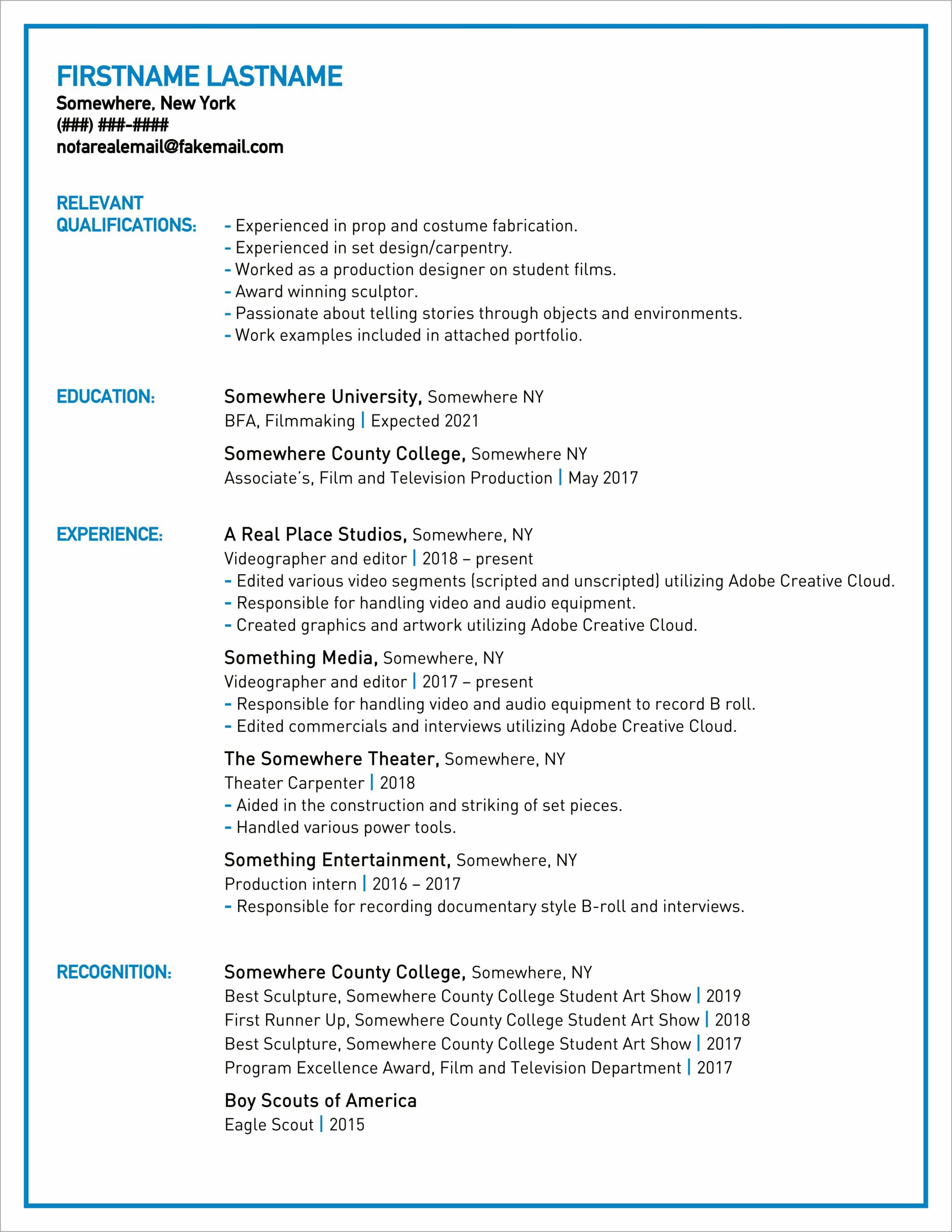 Resume Overview Examples Tv Producer