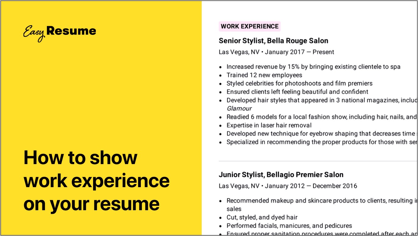 Resume Passionate Work Experience Examples