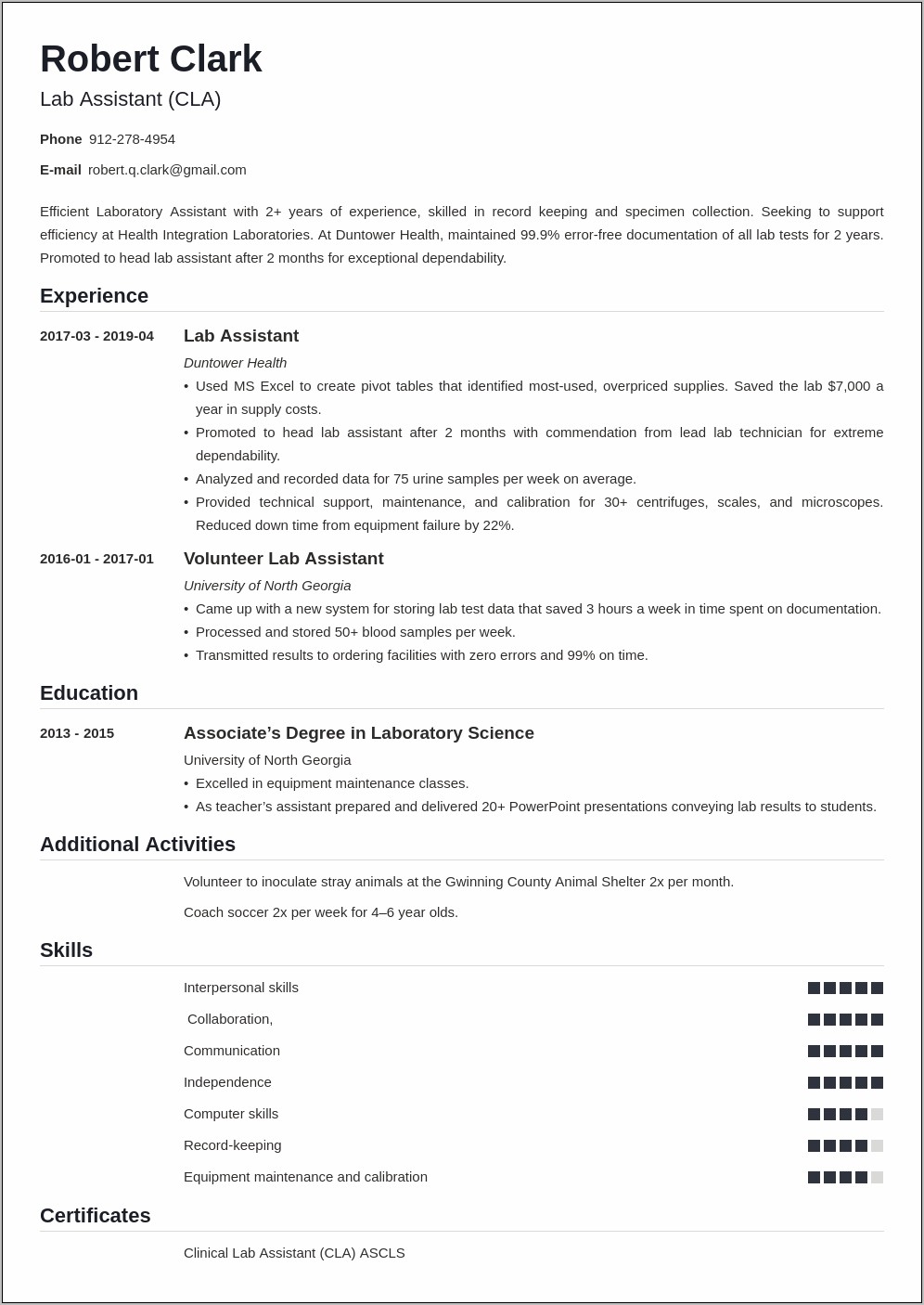 Resume Personal Statement Examples Lab