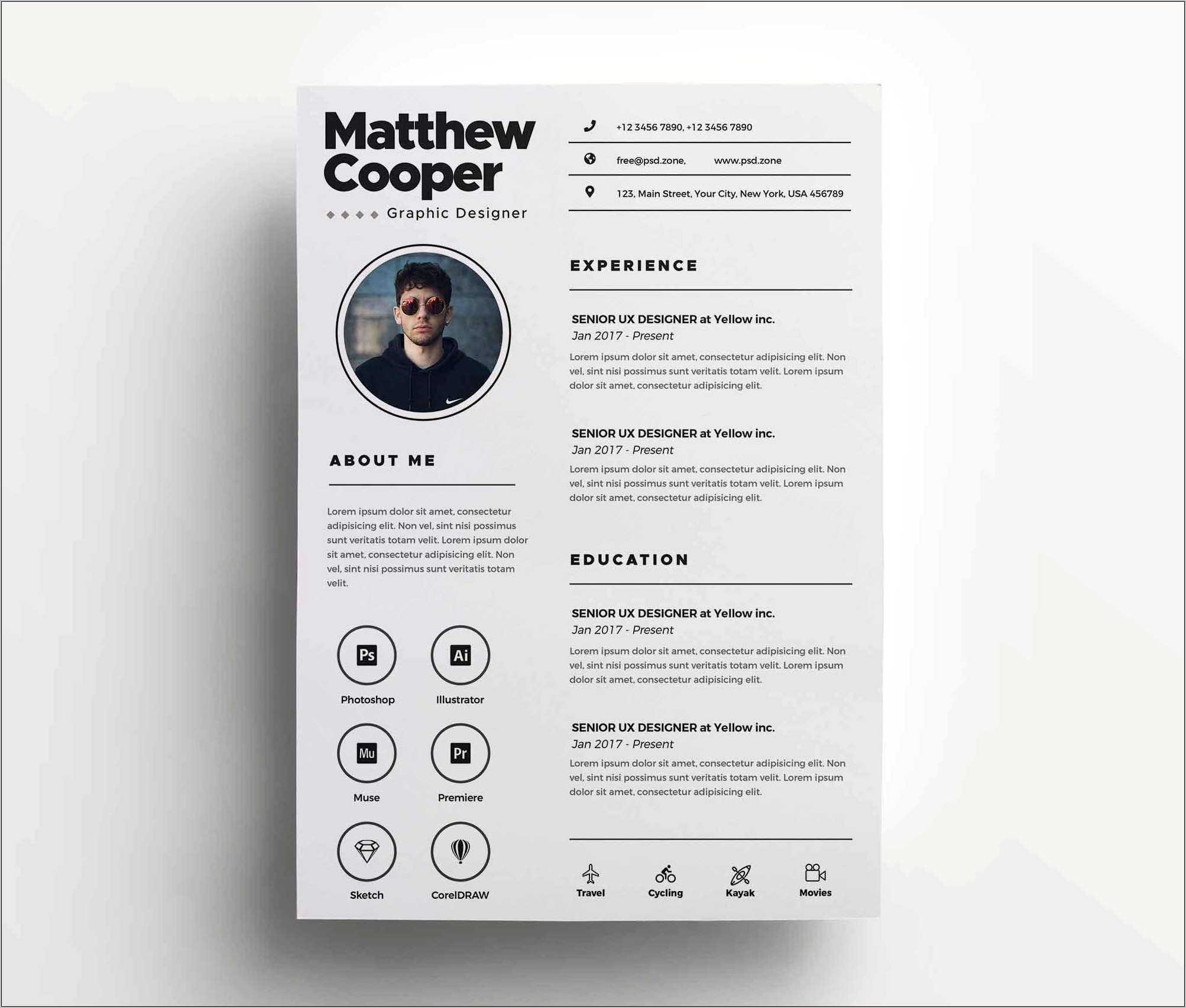 Resume Photoshop Template Free Download