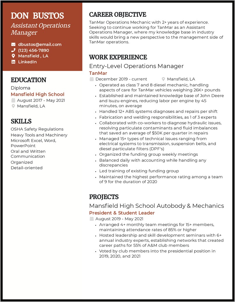 Resume Professional Summary For Management