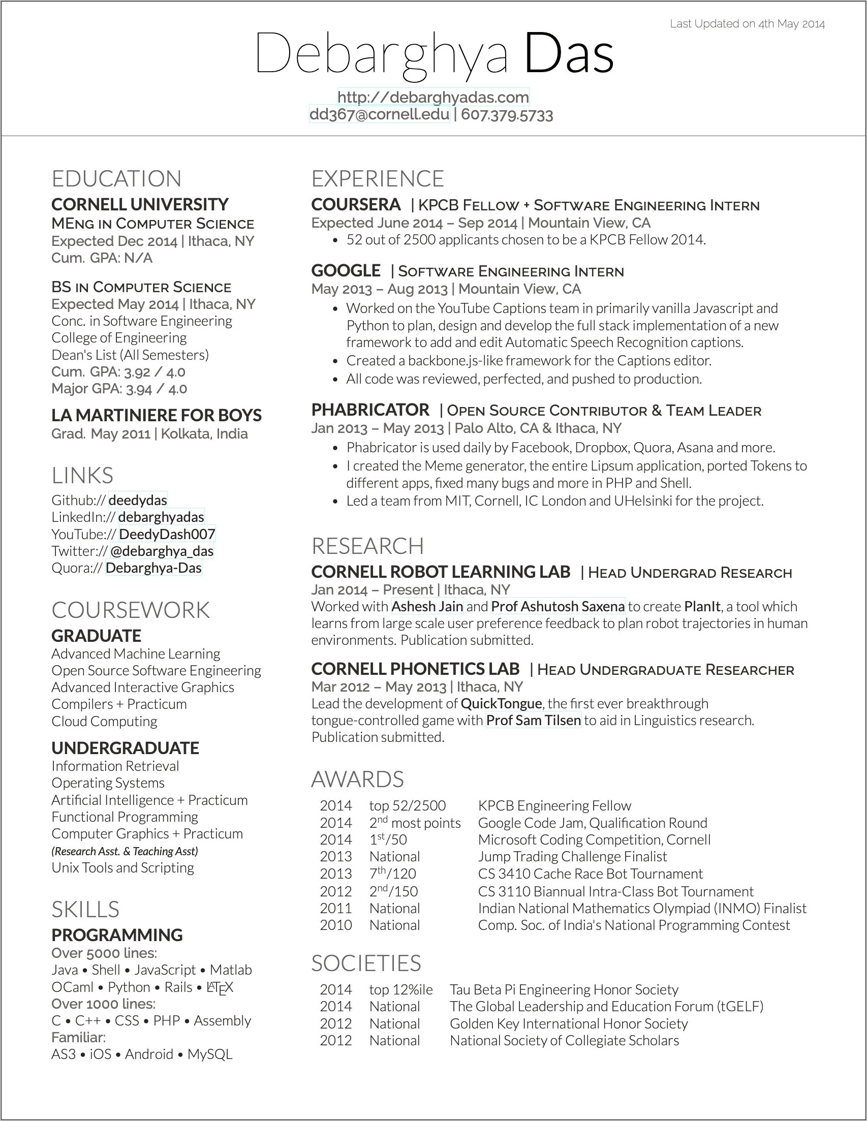 Resume Profile Samples For Researchers