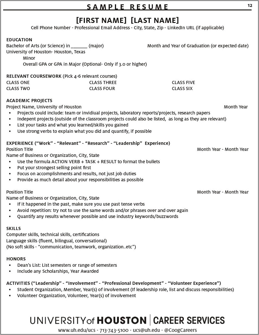 Resume Recent Vs Relevant Jobs