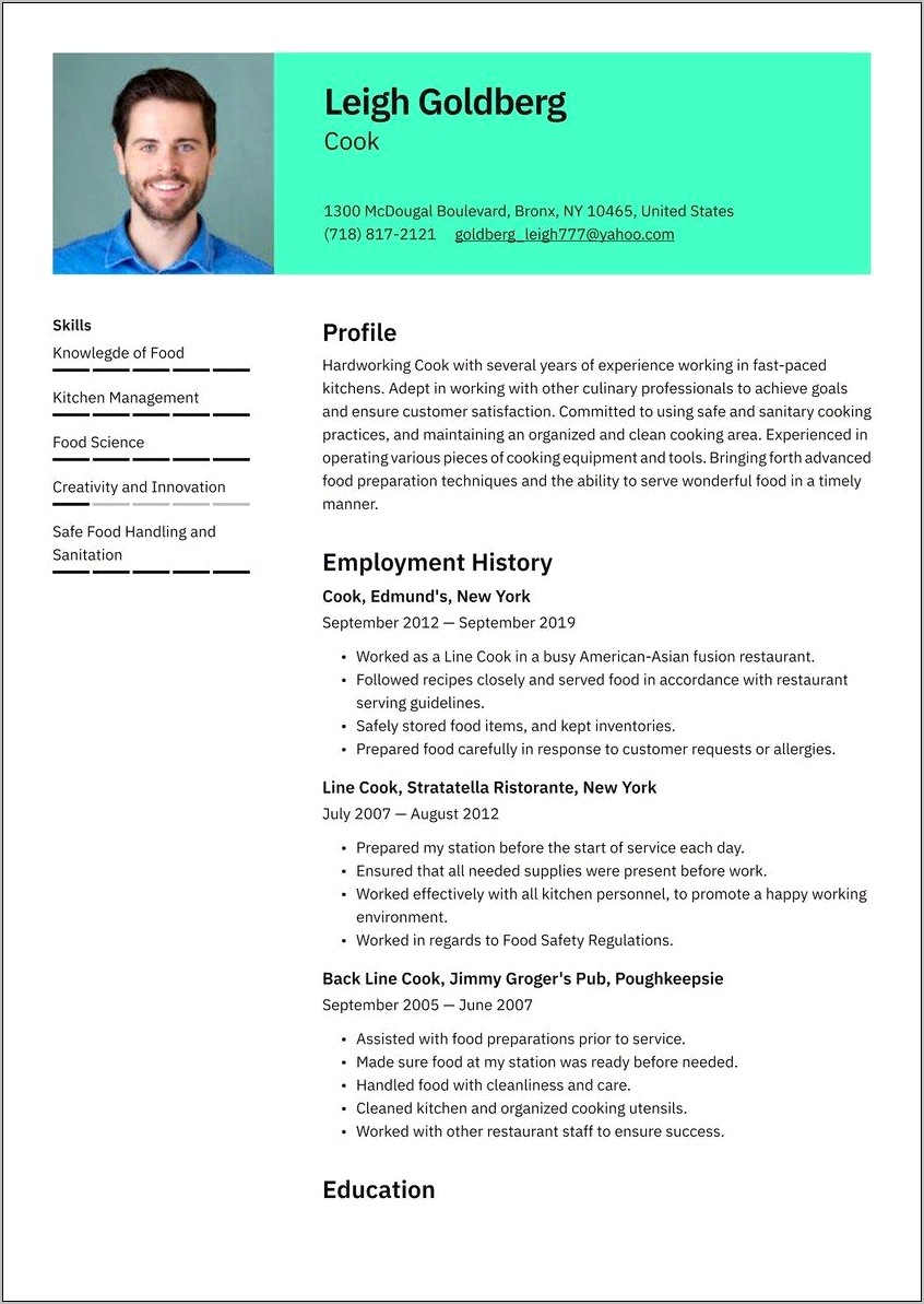 Resume Sample For Kitchen Helper