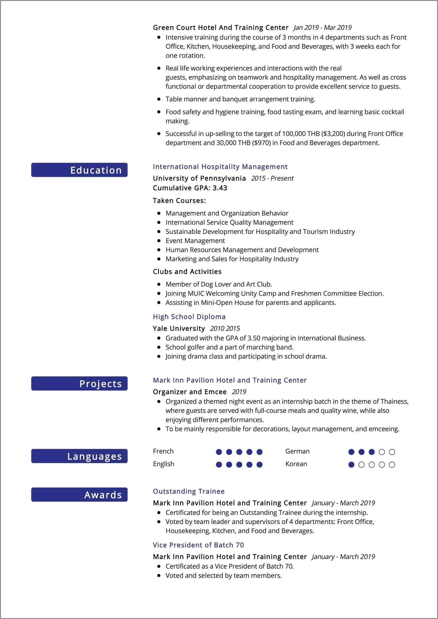 Resume Sample For Ojt Format