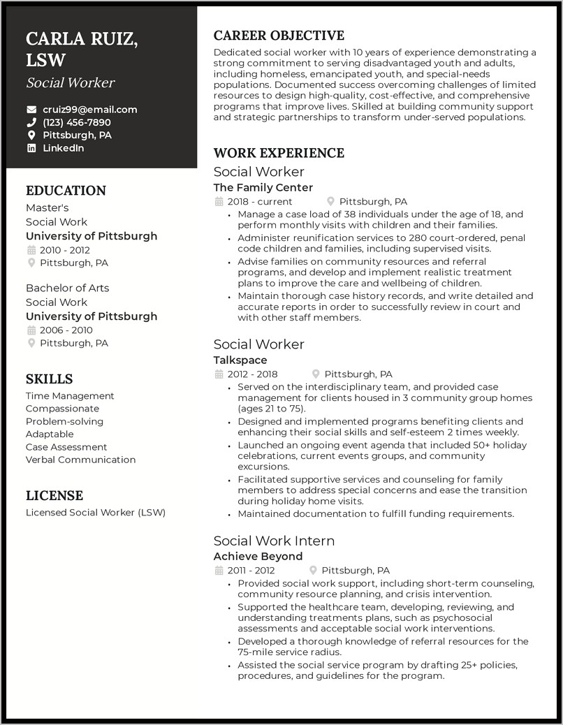 Resume Sample For Skilled Worker