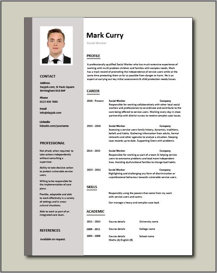 Resume Sample For Social Services