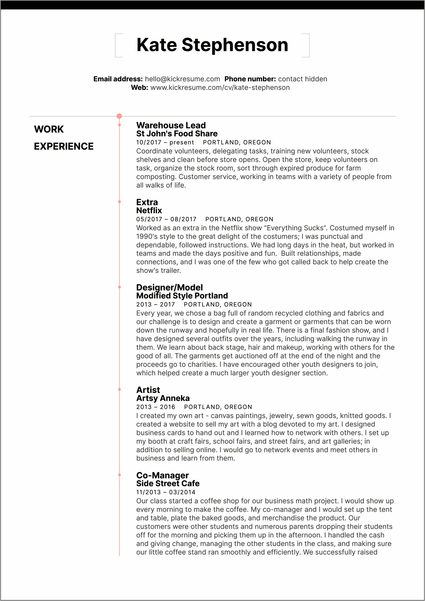 Resume Sample For Starbucks Barista