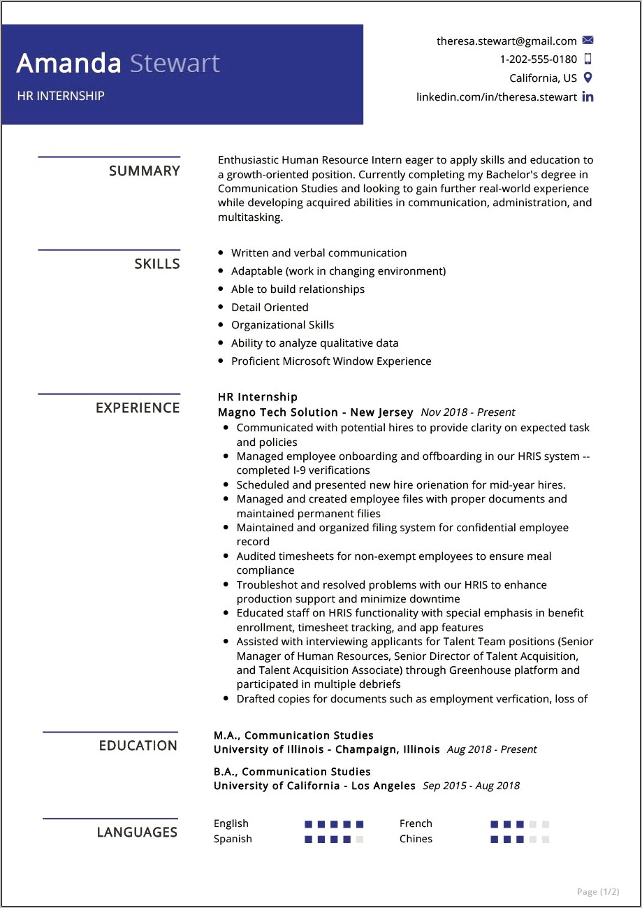 Resume Sample For Students Ojt