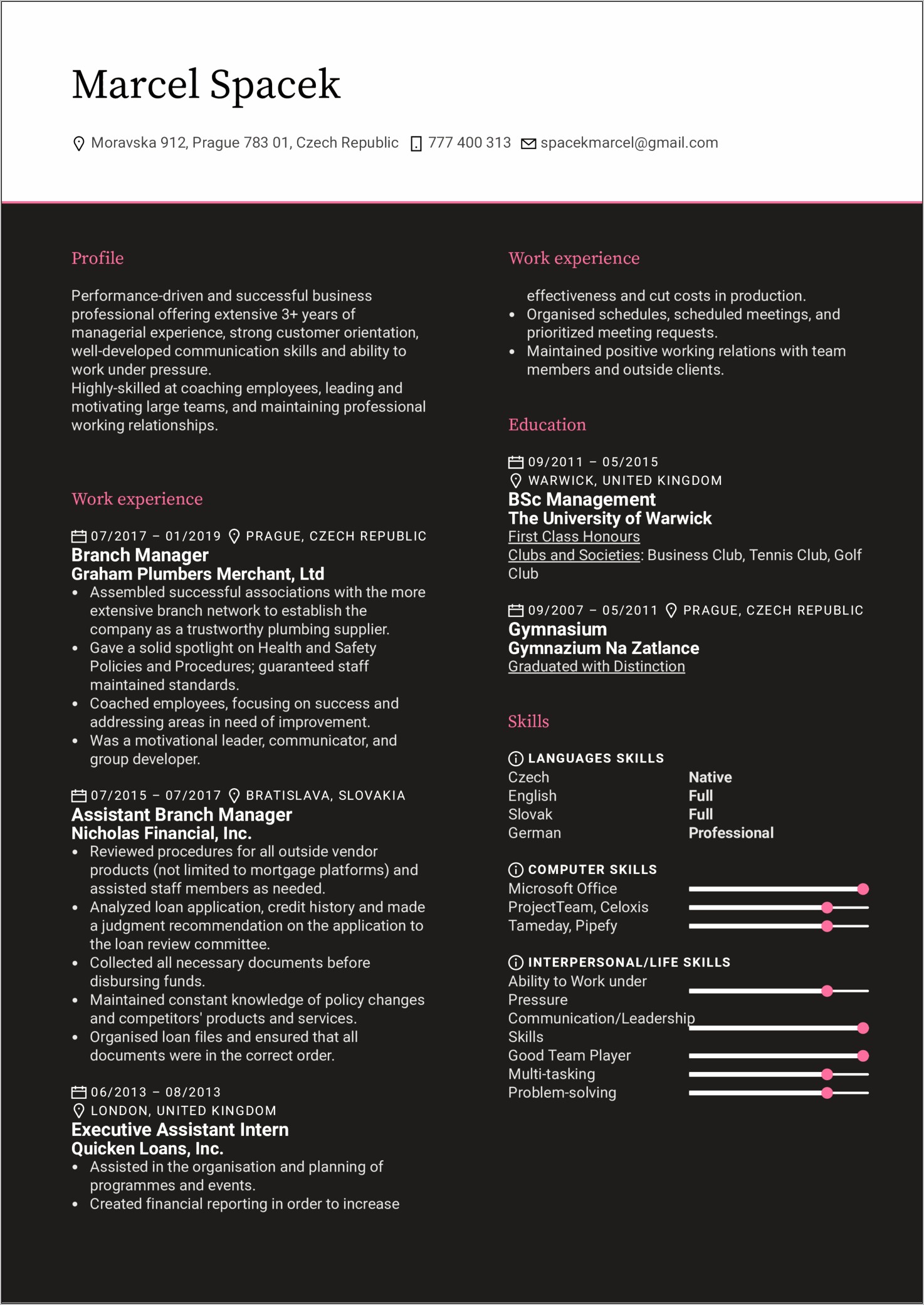 Resume Sample Head Tennis Professional