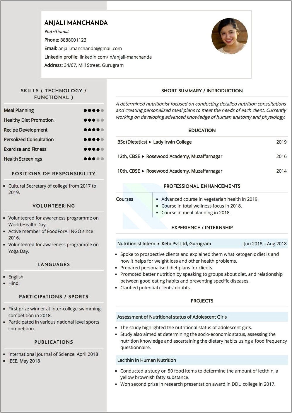 Resume Samples For A Bacteriologist