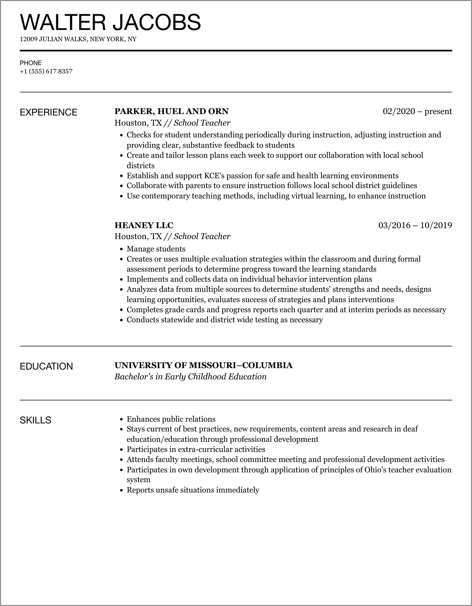 Resume Samples For A Tailor