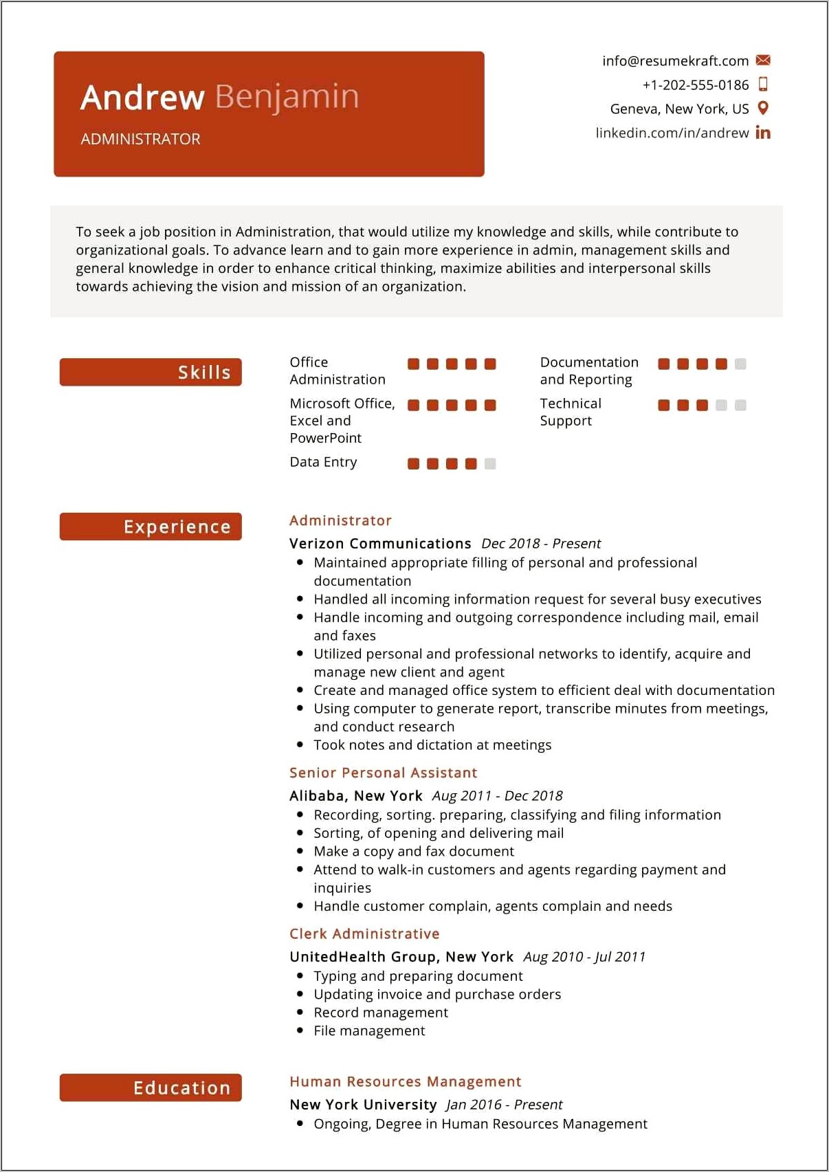 Resume Samples For Administrative Jobs