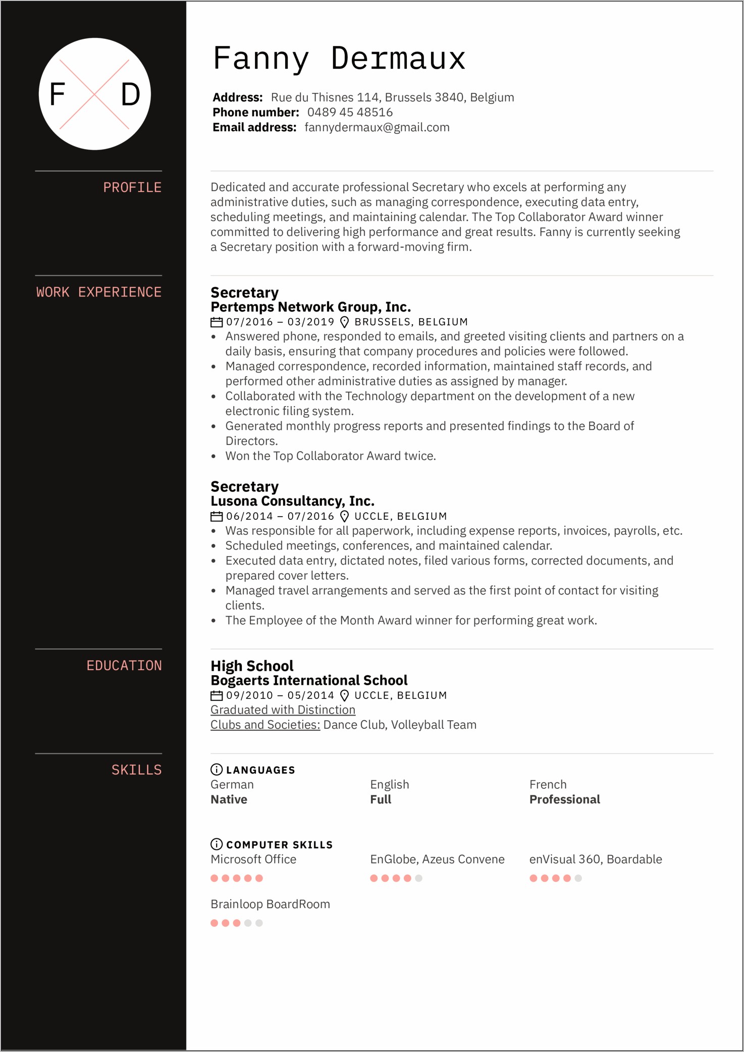 Resume Samples For Board Position