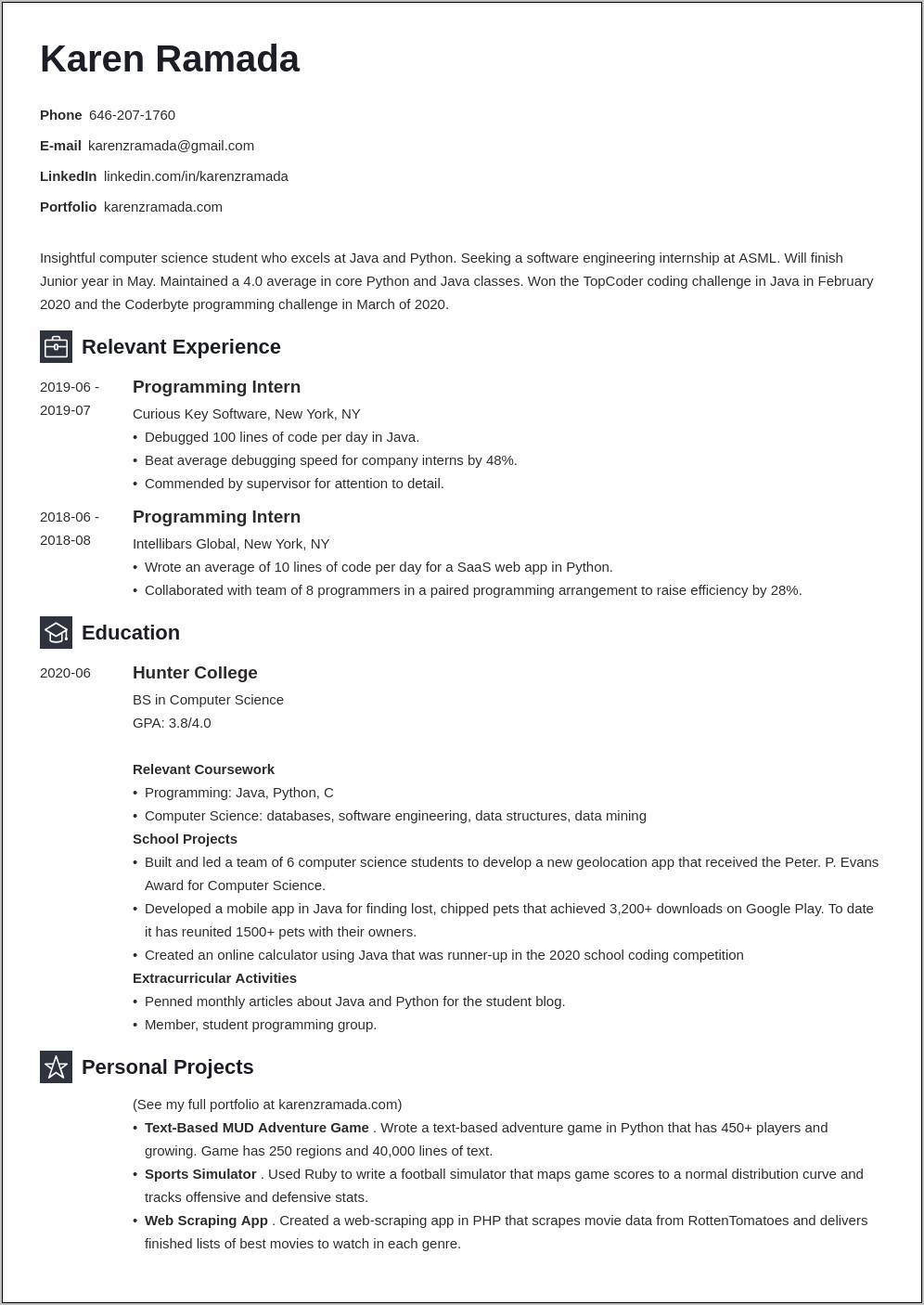 Resume Samples For Cse Students