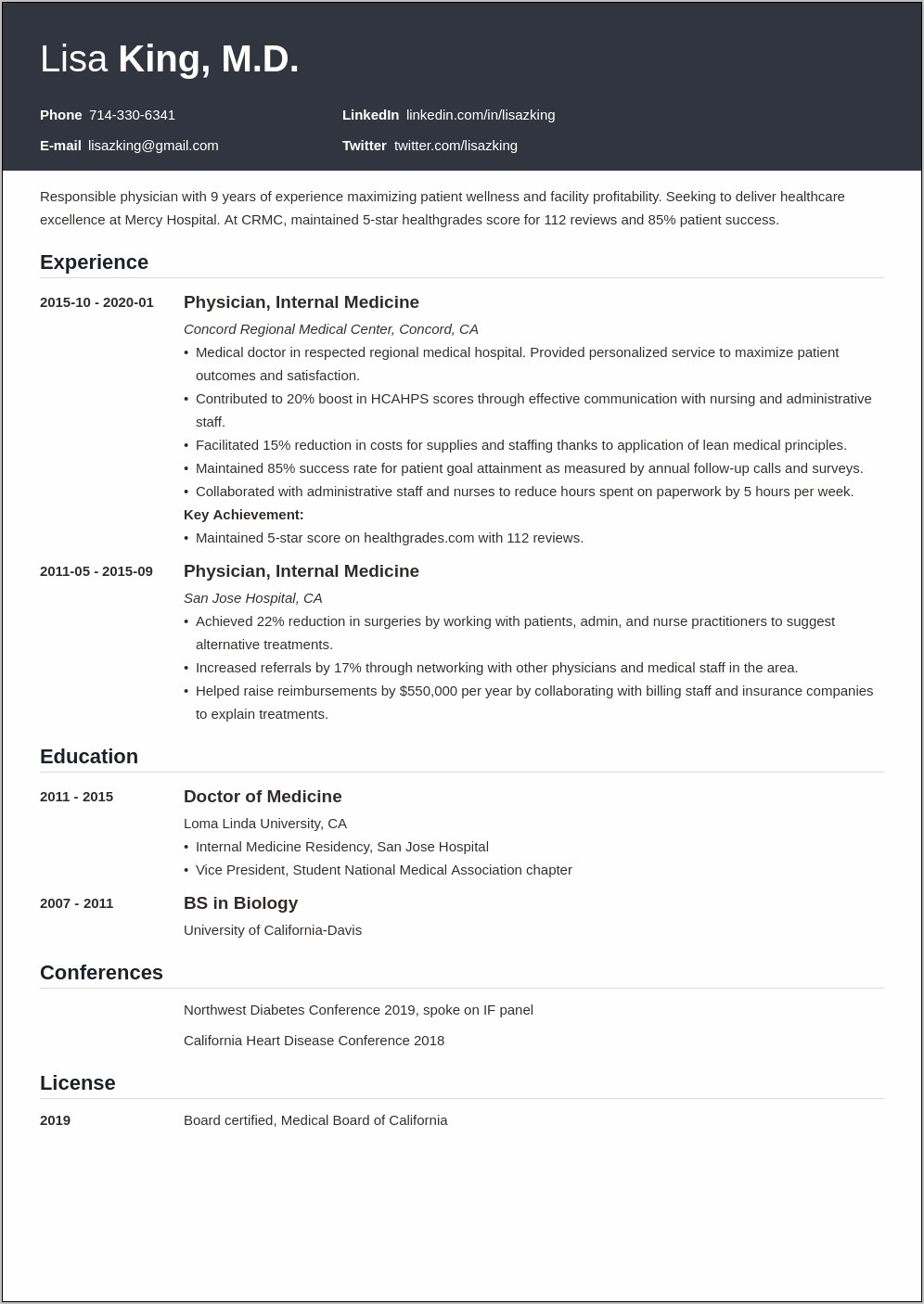 Resume Samples For Medical Jobs