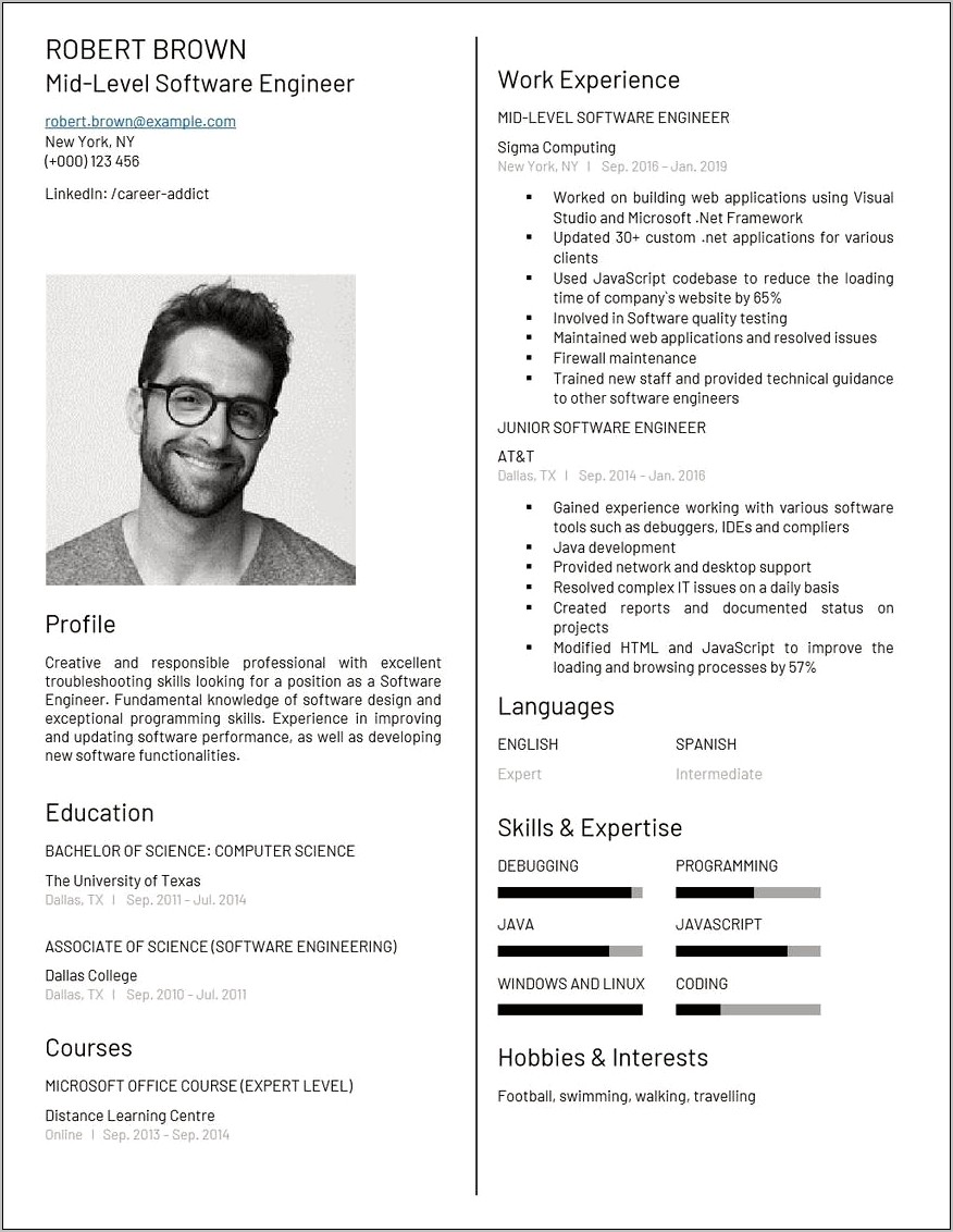 Resume Samples For Software Companies