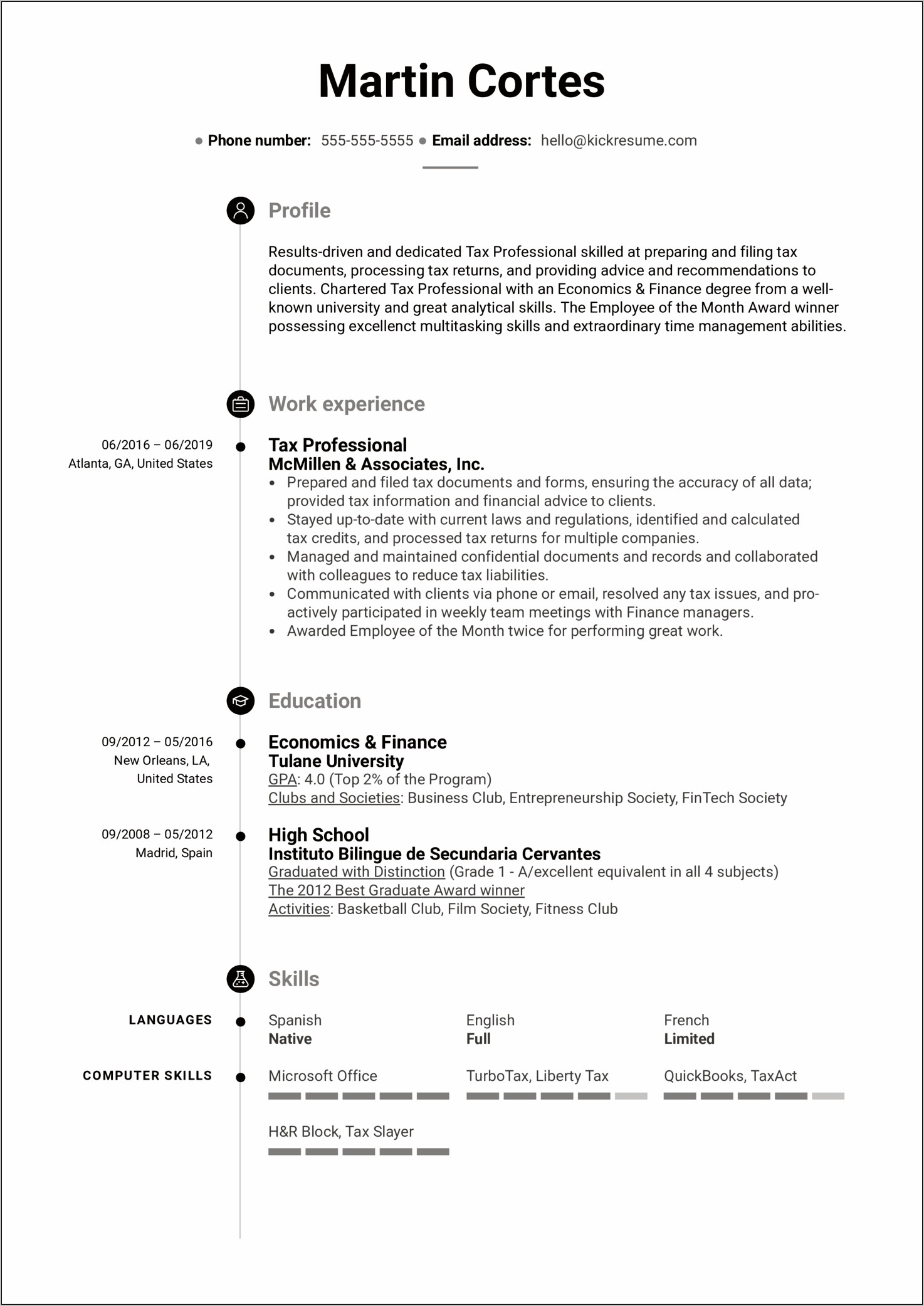 Resume Samples For Tax Professionals