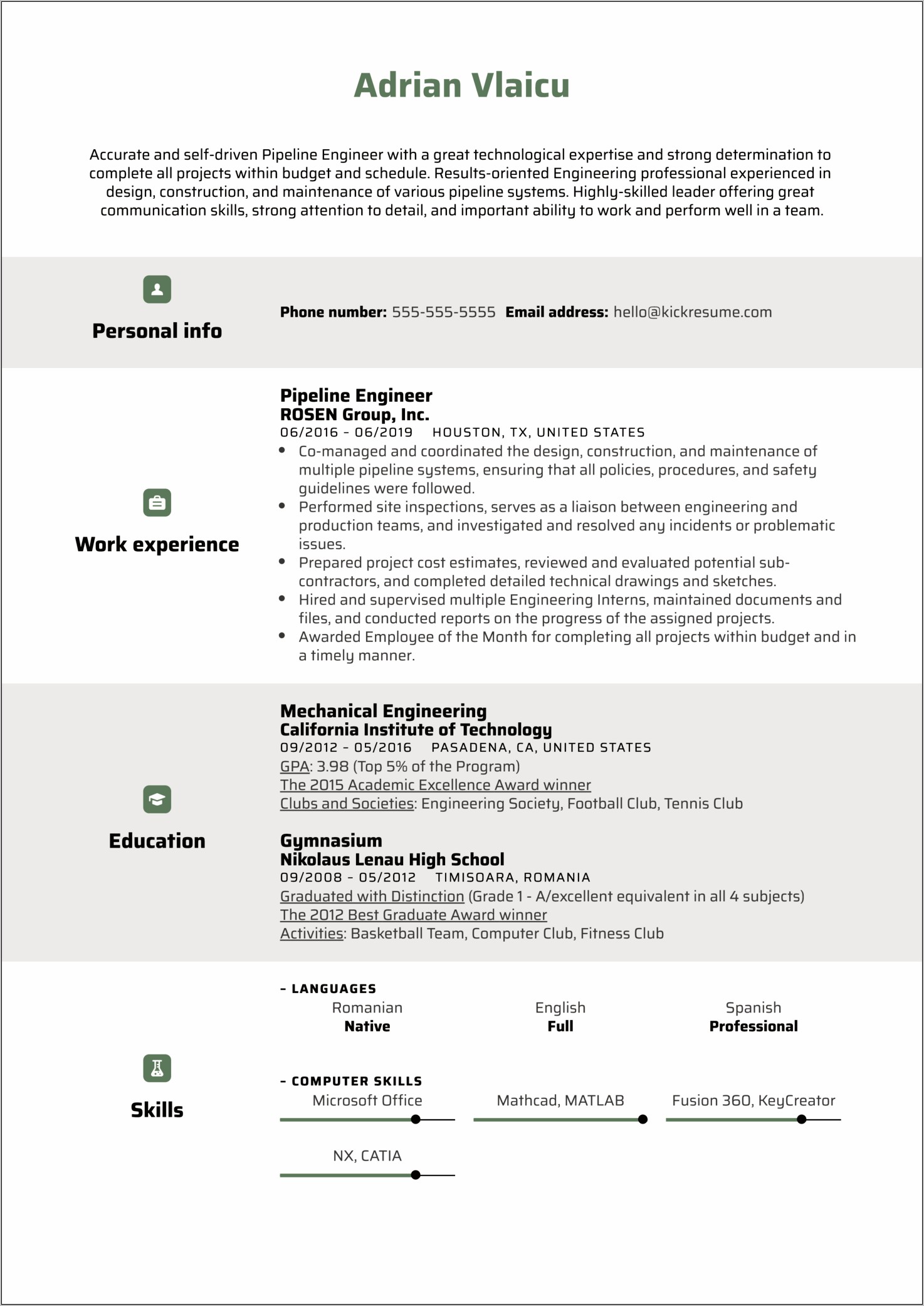 Resume Samples Of Maintenance Engineer