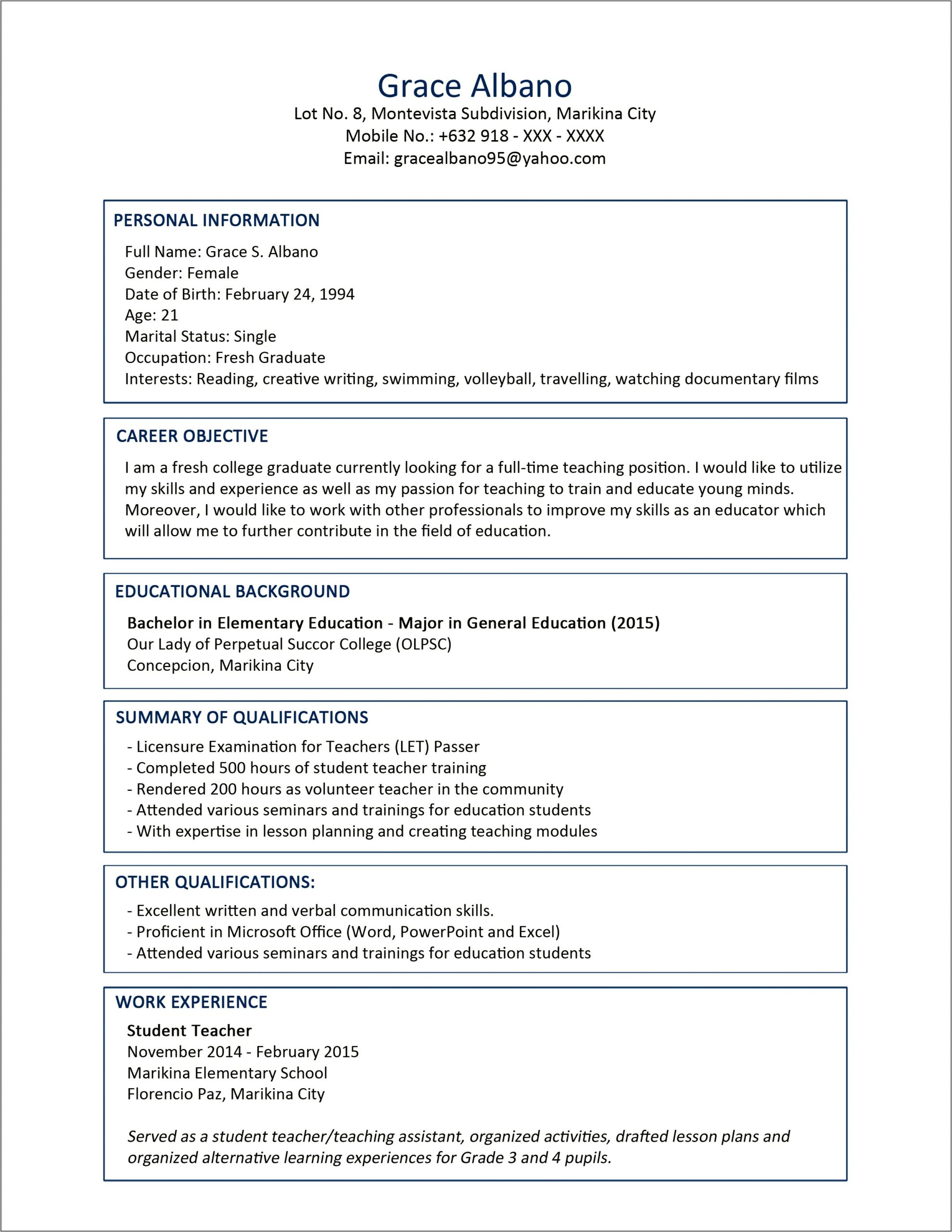 Resume Skills And Qualification Examples