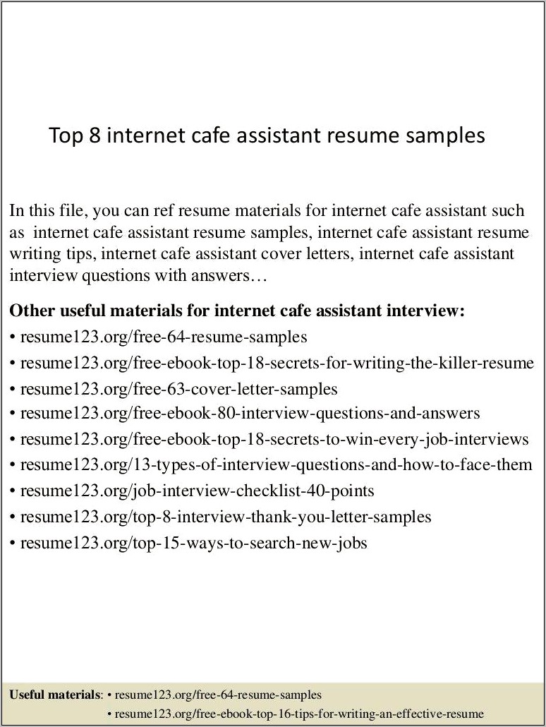 Resume Skills For Cafe Associate