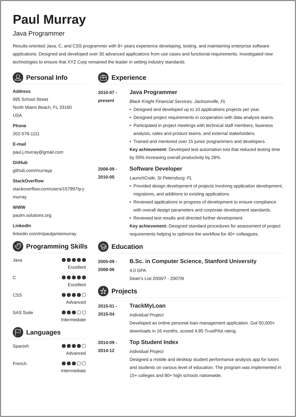 Resume Skills For Computer Programming