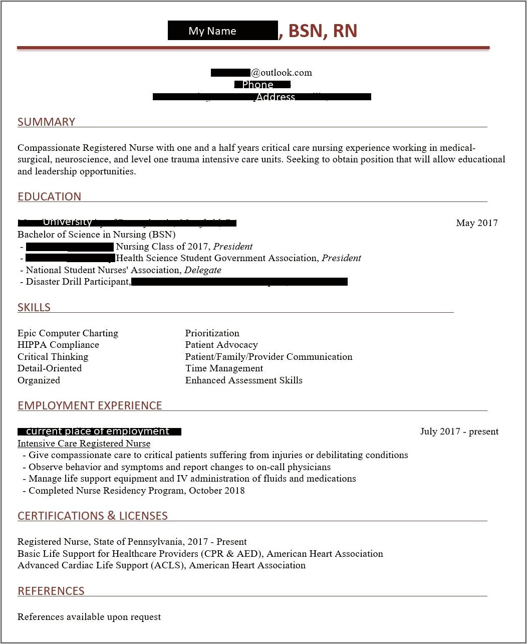 Resume Skills For School Nurse