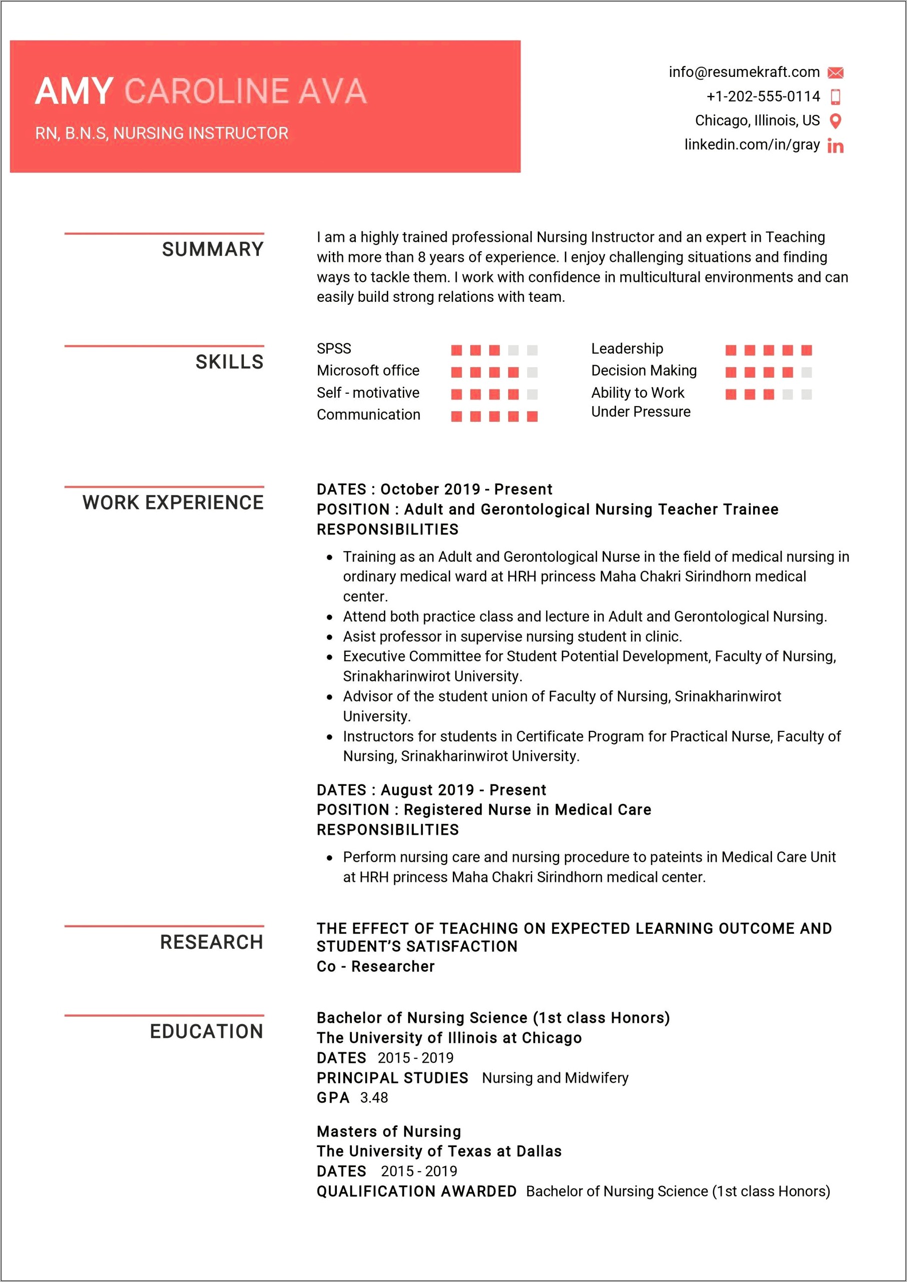 Resume Skills Sample For Nurses