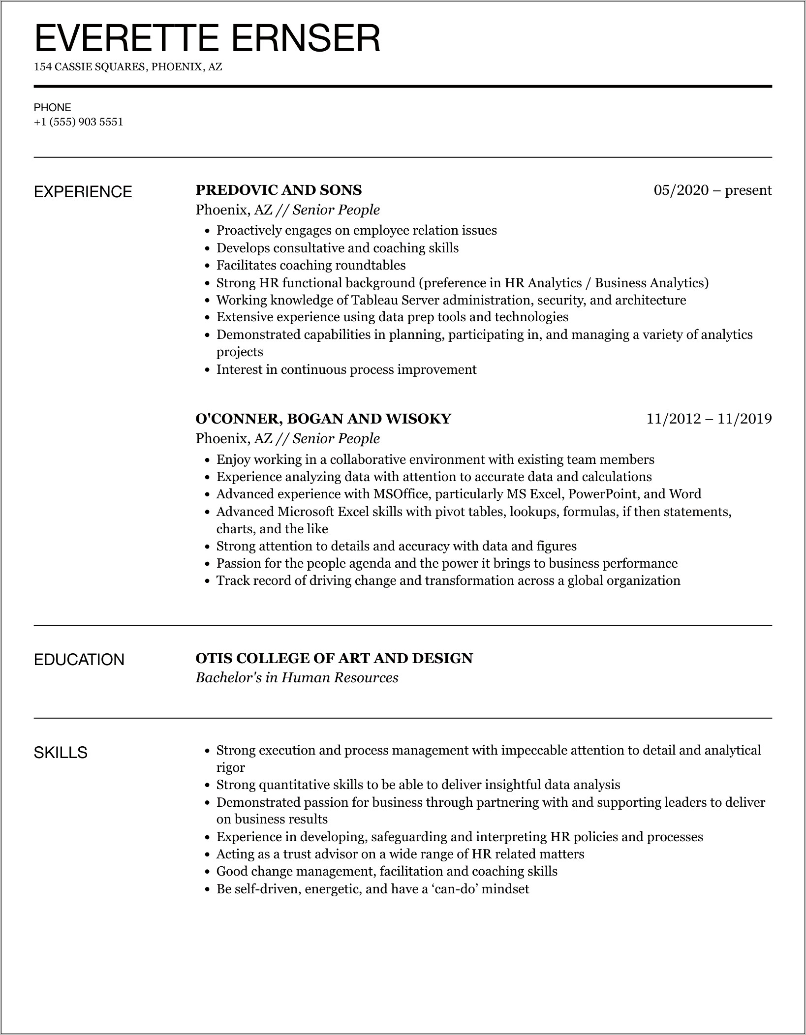 Resume Skills Working With People