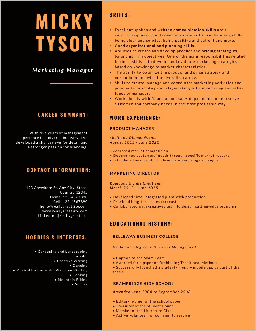 Resume Style For Editorial Jobs