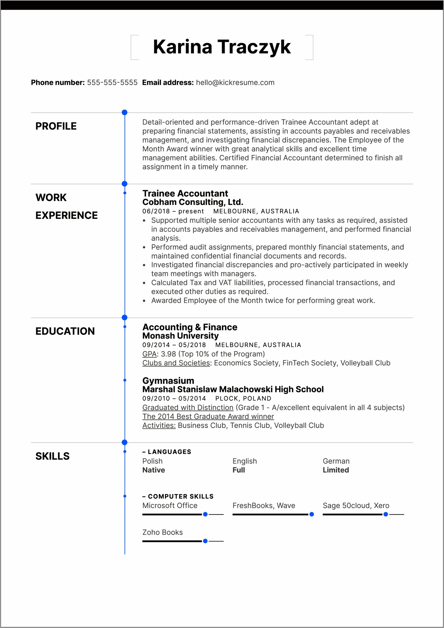 Resume Summary Example For Accountant