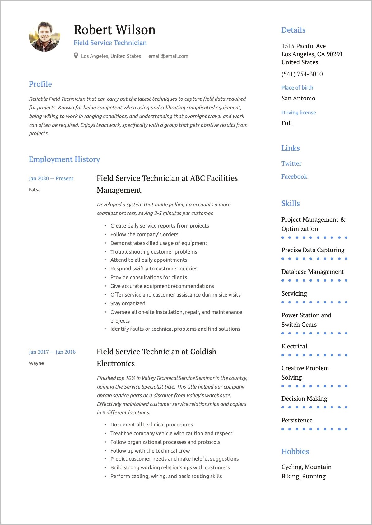 Resume Summary Examples Field Technician