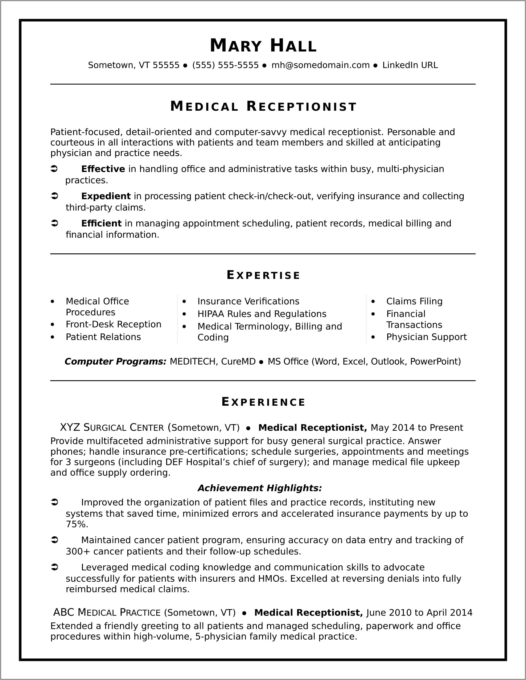 Resume Summary Examples For Insurance