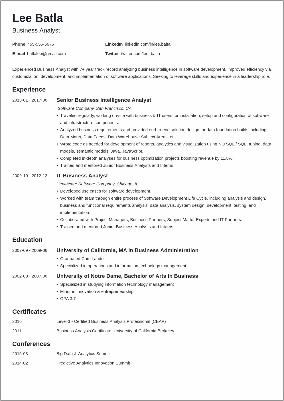 Resume Summary Of Qualifications Sample