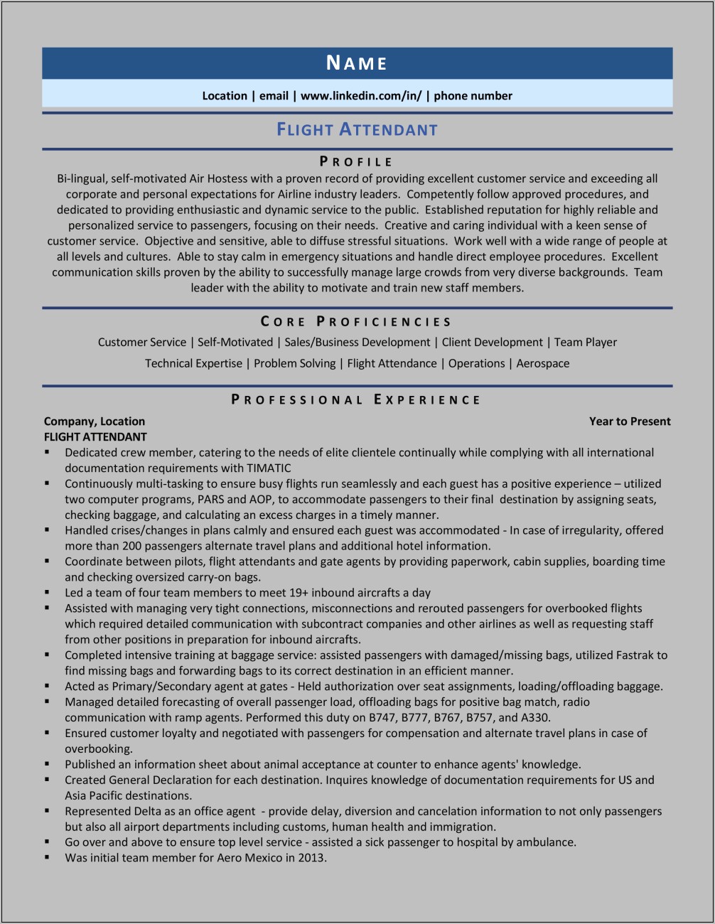 Resume Summary Samples Flight Attendant