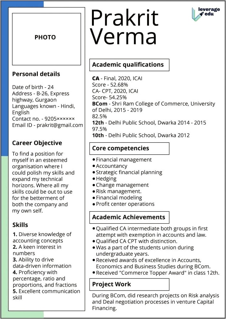 Resume Synopsis Examples For Freshers