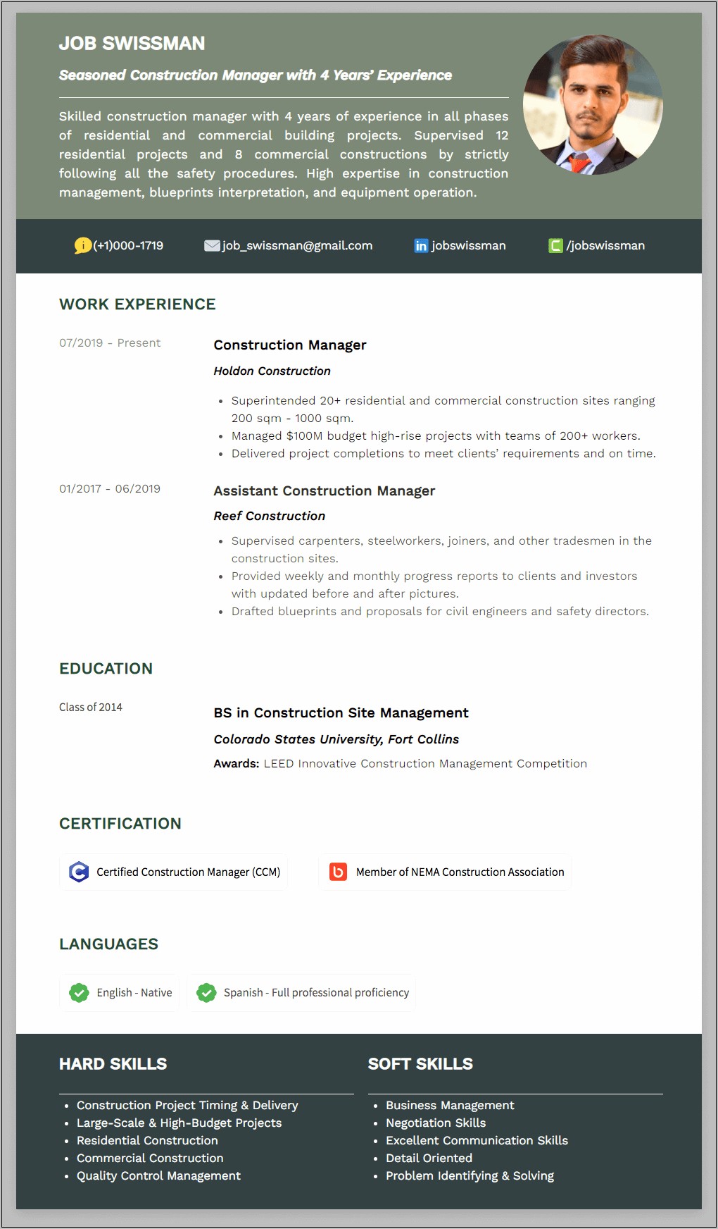 Resume Template For Negotiation Skills