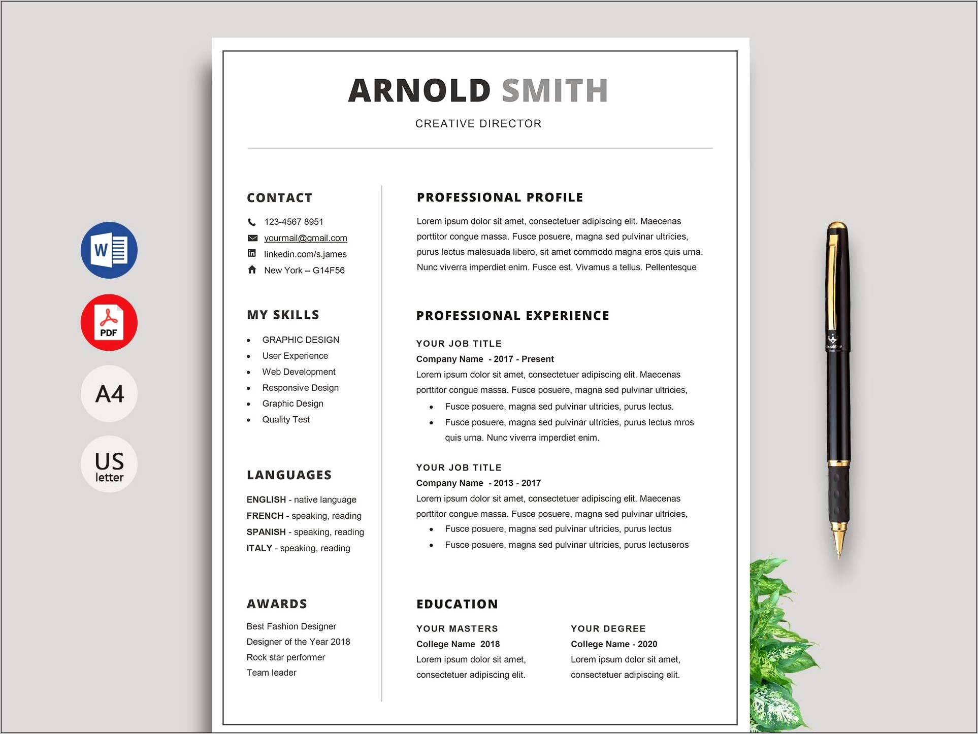 Resume Template Free Download Responsive