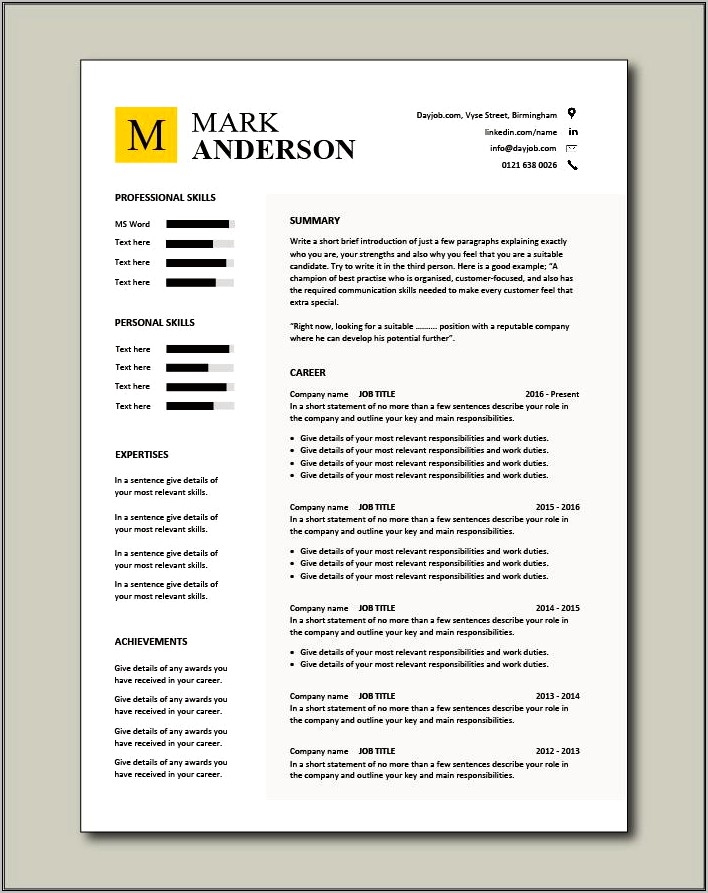 Resume Template That Highlight Skills