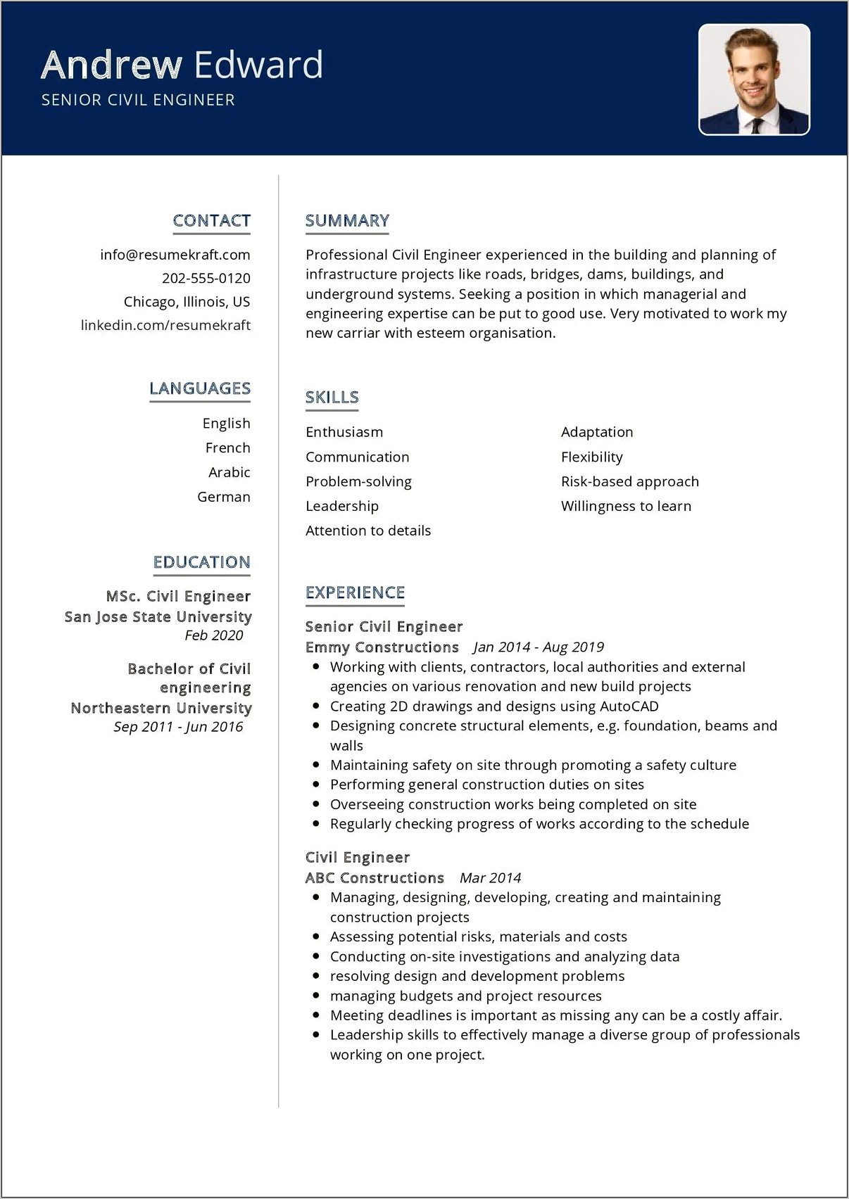 Resume Templates For Engineering Jobs