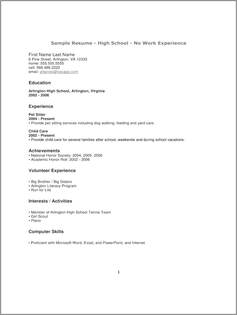 Resume Templates For Teens Free