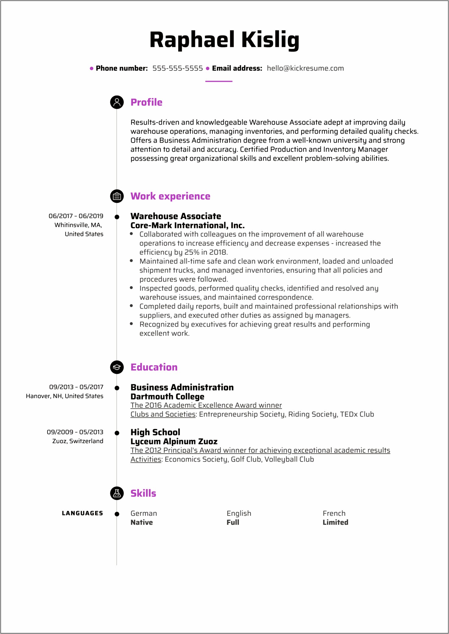 Resume Templates For Warehouse Jobs