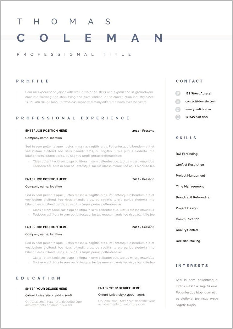Resume Templates Free Download Pages