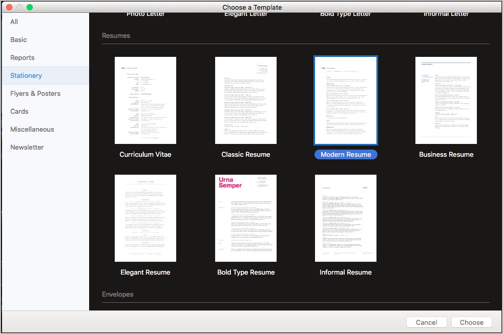 Resume Templates Pages Mac Free