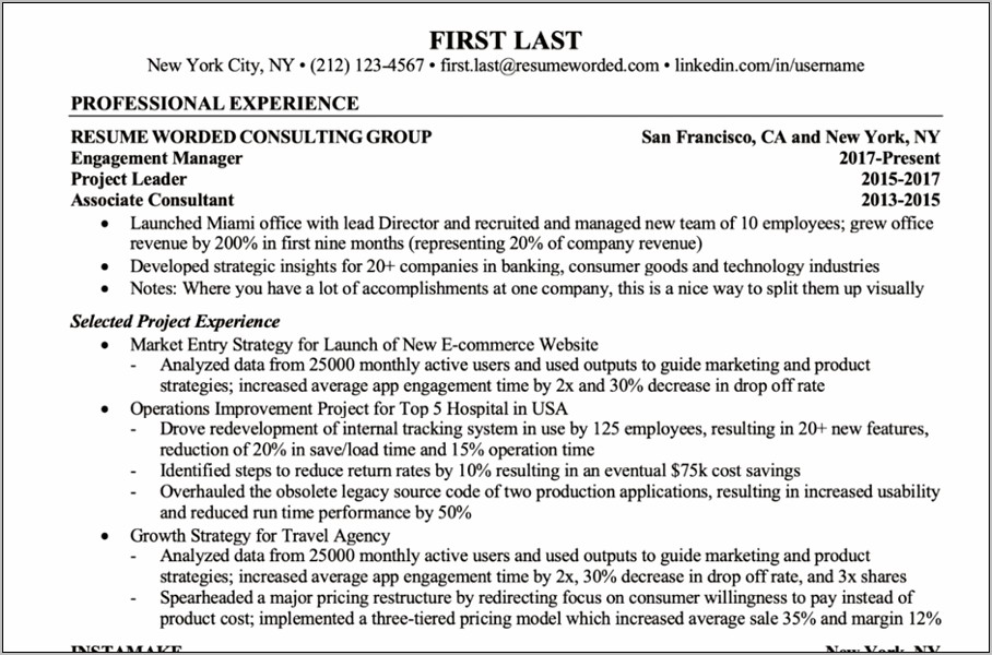 Resume With Multiple Job Titles